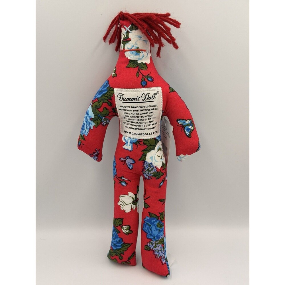 Dammit Doll Red Floral Stress Relief Gag Toy Funny Novelty Gift 13" NWT